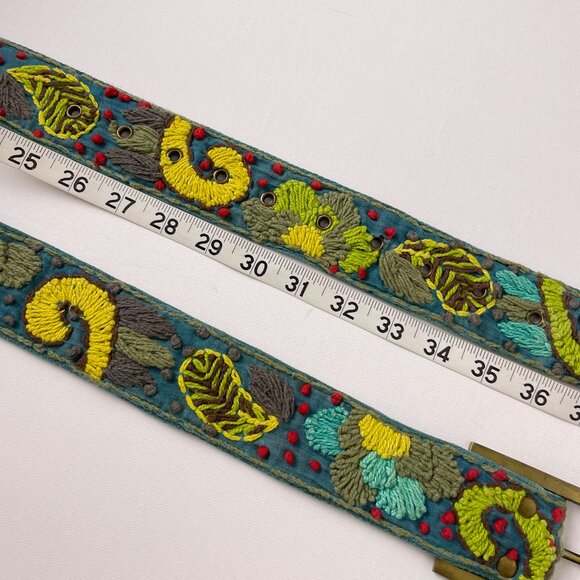 Boho Floral Embroidered Canvas Belt Size S/M - Picture 8 of 9